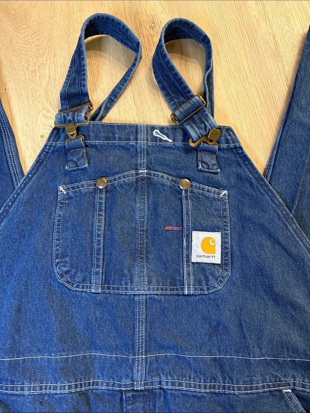 🔥 Carhartt Loose Fit Denim Bib Overalls | R07 Darkstone | 44x30 | EUC work blue